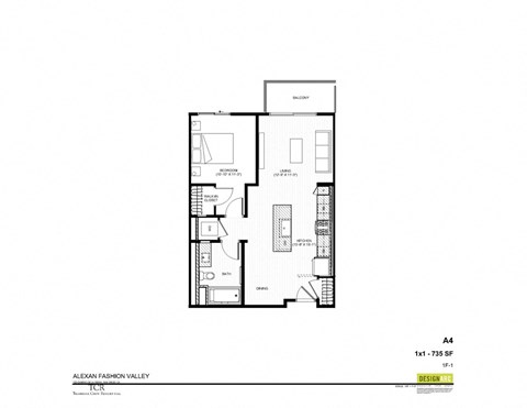A9-RW 1x1 floor plan